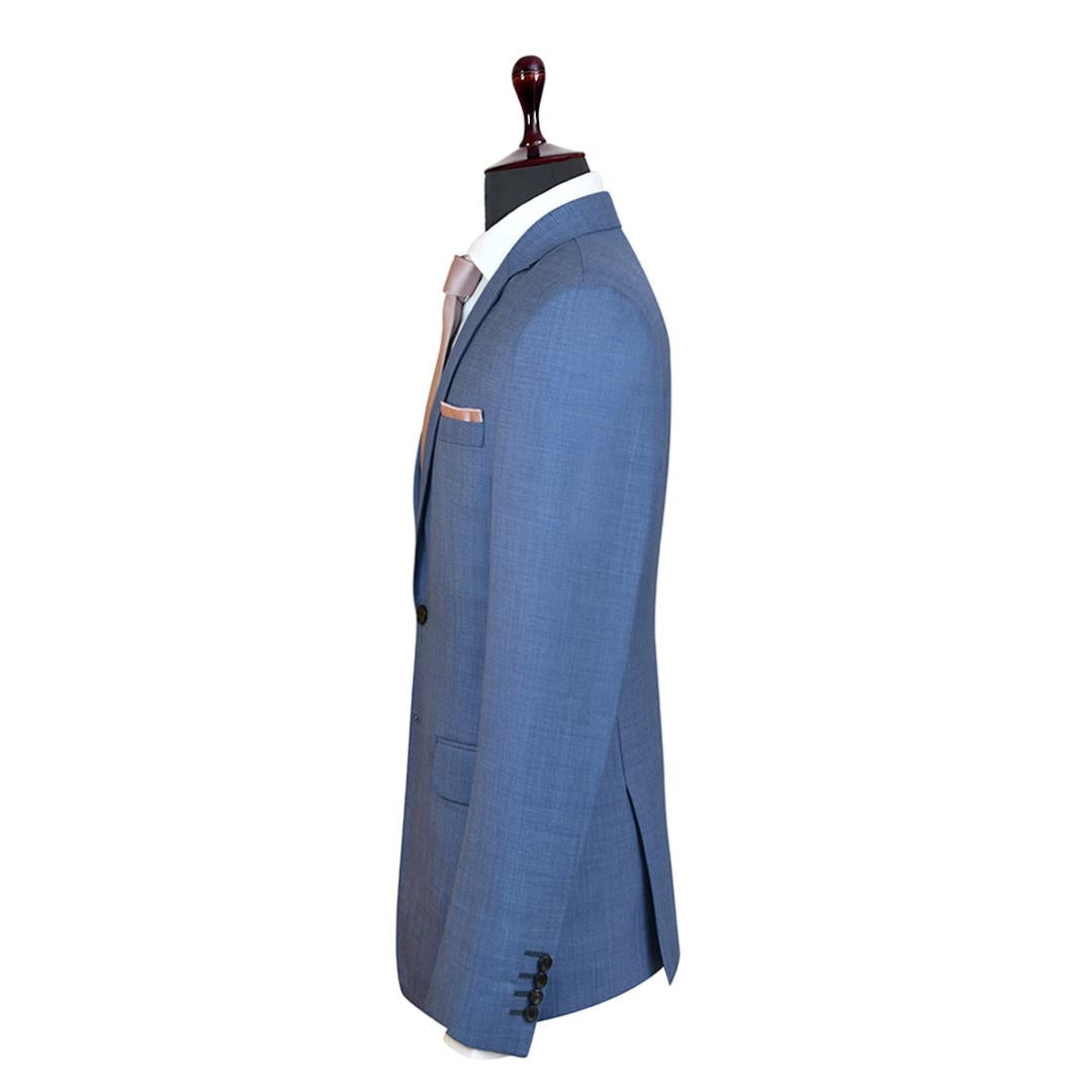 Azure Light Blue Sharkskin Suit